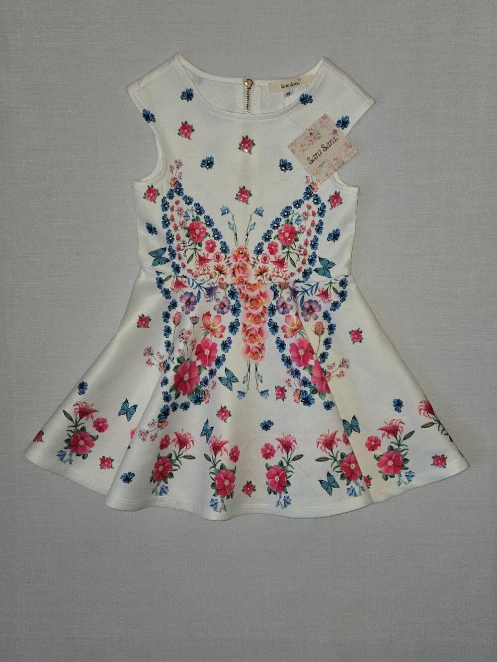 NWT Sara Sara Girls White Floral Dress 4T Spring Easter Church Party